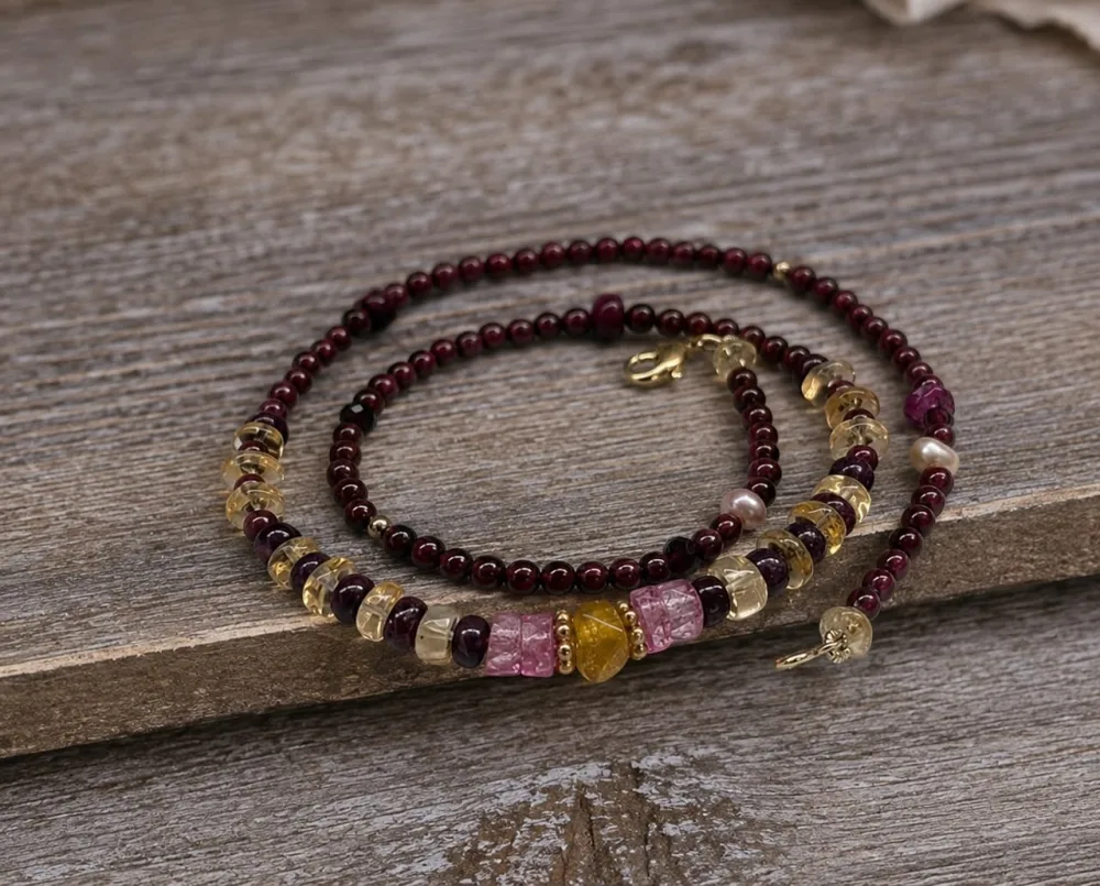 Collier Grenat & Citrine